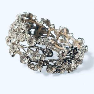 Clear Rhinestone & Sterling Silver Bridal Wedding Bracelet, GUC